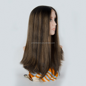 Top Quality European Virgin Human Hair Wig Kosher Full Lace Integration Jewish wig Straight Clip Base Women - Product Image 3