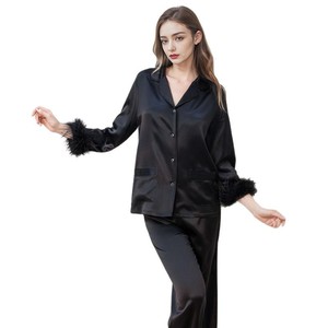 <span class=keywords><strong>Pijama</strong></span> <span class=keywords><strong>de</strong></span> seda <span class=keywords><strong>de</strong></span> morera 100% para mujer, 19mm, costura <span class=keywords><strong>de</strong></span> plumas, ligero, <span class=keywords><strong>de</strong></span> lujo, informal, prendas <span class=keywords><strong>de</strong></span> vestir para el hogar, Colección Primavera <span class=keywords><strong>Verano</strong></span> - Product Image 1