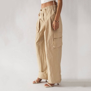 Piernas anchas para niñas, diseño a la moda, ajuste holgado, Color púrpura, bolsillos laterales, pantalones cargo, pantalones para mujer - Product Image 6