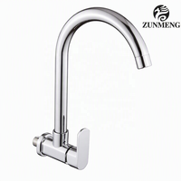 Robinet de cuisine mural moderne en alliage de zinc chromé, monocommande eau froide, pour usage hôtelier (vente en gros)