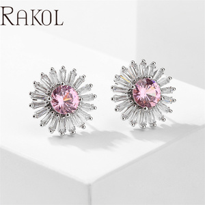 Rakol ต่างหูรูปดอกทานตะวันสำหรับผู้หญิงทำจากสเตนเลสทรงกลมสีทอง EP5622 - Product Image 1