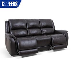MANWAH CHEERS Eco-Friendly Black Genuine <strong>Leather</strong> 3 2 1 Loveseat Reclining Electric Sofa Set With <strong>Recliner</strong> <strong>Chair</strong> for Home - Product Image 2