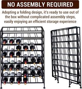 Freestanding Gray Metal <b>Floor</b> <b>Wine</b> <b>Rack</b> 9-Tier <b>Wine</b> Storage Shelf Holds 54 Bottles No Assembly Required - Product Image 6