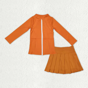 Ensembles de vêtements de yoga pour bébés filles, manches longues, fermeture éclair, poches, veste, jupe, short - Product Image 3