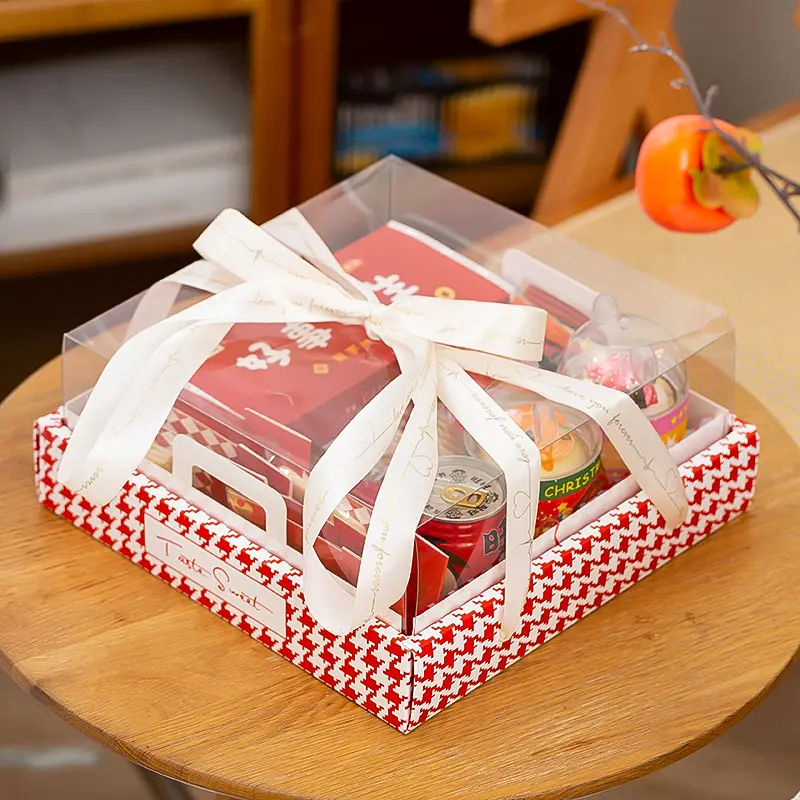 特注の小さな紙9ピースカップケーキデザートアフタヌーンティーギフトボックスピクニック生分解性透明クッキーボックス