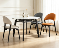 Table à manger ronde extensible moderne de luxe, 6 places, style italien, plateau en pierre frittée marbrée avec structure en métal, pour la maison et la cuisine