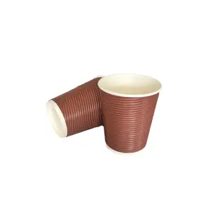 安徽最佳供应商波纹纸杯8盎司12盎司一次性热饮纸杯带盖