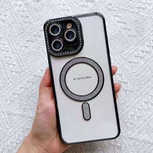 Venta caliente diamante magnético TPU brillante brillo claro teléfono caso para <span class=keywords><strong>Samsung</strong></span> A16 A06 A24 A34 A54 - Product Image 4