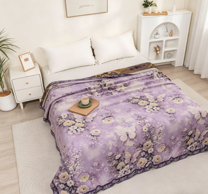 Couverture de lit écologique en chanvre pour usage domestique toute saison 220cm*240cm Danse des fleurs papillon Rêve - Product Image 2