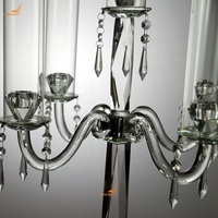 Candélabre de mariage en verre lustre de table en cristal centres de table en verre cristal 5 bras bougeoirs