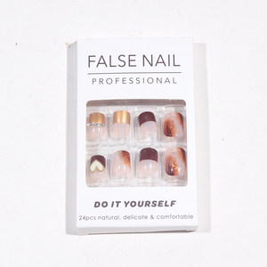 Usine En Gros 24pcs ABS 3D Conception Française Court Carré Attrayant <span class=keywords><strong>Faux</strong></span> <span class=keywords><strong>Ongles</strong></span> Impressionnant Presse <span class=keywords><strong>Ongles</strong></span> Colle Emballage Doigt - Product Image 3