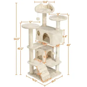 Gato árbol Honeypot casa de muñecas cepillo Treeluxury SISAL ecológico 4 niveles 102cm Hefeng tubo protector tapa trepador parte tubo - Product Image 1