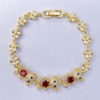Bracelet en laiton plaqué or 14 carats de haute qualité JML avec zircon, motif ours, bracelet enfant mignon et exquis en forme de cœur, style tendance pour les fêtes