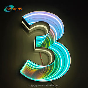SP กระจกอินฟินิตี้กำหนดได้เอง3D ตัวอักษรป้ายสัญลักษณ์นีออนที่สะดุดตาตัวอักษร LED ช่อง LED บาร์คลับสัญลักษณ์ทางธุรกิจกลางแจ้งนำตัวอักษร - Product Image 2