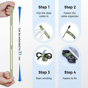 Silicone Reusable <b>Cable</b> Ties - Multipurpose Elastic Cord Organizer - Adjustable <b>Cable</b> Management Straps - Product Image 3