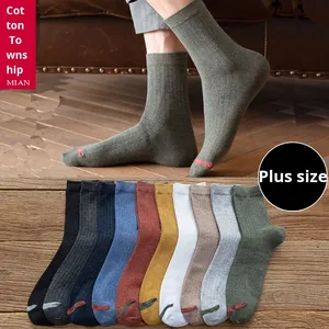Calze da Uomo per Piedi Larghi, Vestibilità Comoda, Stile Britannico, in Cotone, Lunghezza Media, Anti-Odore, per Autunno - Product Image 1