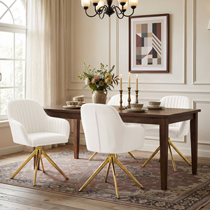 Modern Upholstered Swivel Accent Chair Thick High Resilience Foam <b>Dining</b> Chair with Metal Base Comfort <b>Armchair</b> for Home Office - Product Image 1