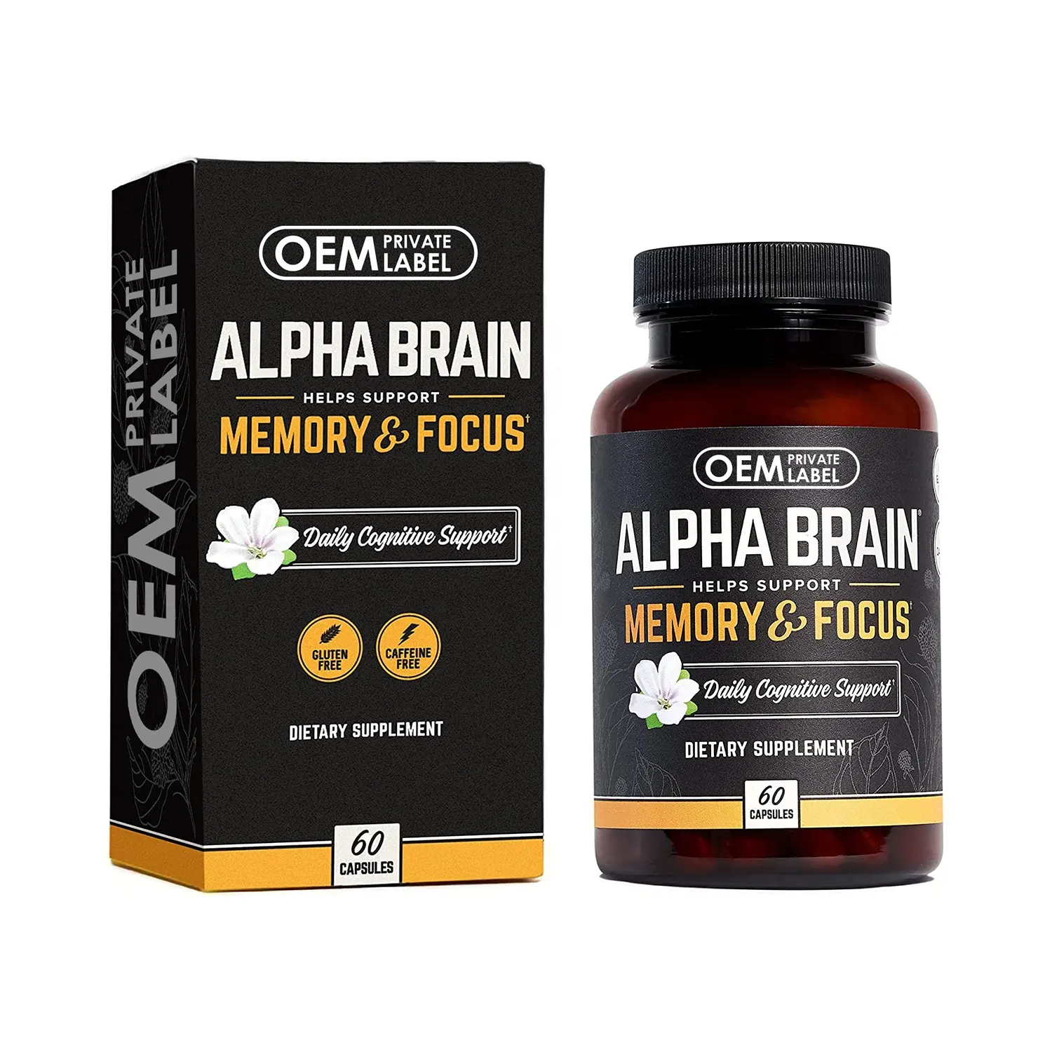 Private Label Alpha GPC, L Theanine & Bacopa Monnie Brain Capsules Immune Functions Supplement Focus Concentration Memory