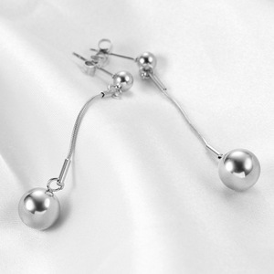 Boucles d'oreilles pendantes 10MM, boule ronde, couleur or, acier, géométriques, minimalistes, pour femmes - Product Image 5