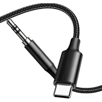 Câble adaptateur audio Aux vers USB-C vers 3,5 mm avec gaine en PVC tressé pour voiture et ordinateur