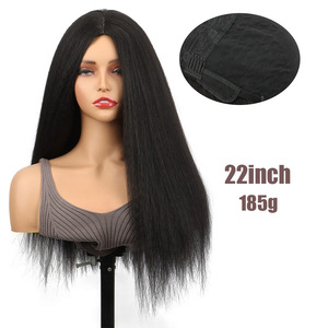 Perruque synthétique noire longue et droite, style Yaki, pour femme – Offre spéciale - Product Image 6