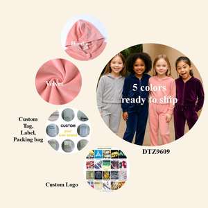 2025年冬キッズ女の子服セットベルベットトラックスーツパーカープレーンジップアップ服セット子供スウェットスーツ10代の女の子服 - Product Image 3