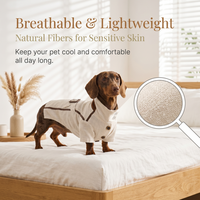 Chemise pour chien en lin naturel respirante, style Old Money, avec col montant et bordure en daim, boutonnée, pour l'été, pour petits chiens
