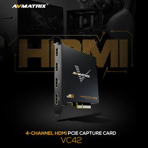 AVMATRIX VC42การ์ดจับสัญญาณ HDMI 4ช่องทางแบบ PCIe สำหรับ Vmix, <span class=keywords><strong>OBS</strong></span>, การสตรีมมิงรองรับ Windows 7/Linux การสตรีมสดวิดีโอแบบไม่บีบอัด YUY2 - Product Image 1
