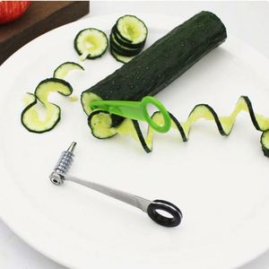 Couteau à légumes en plastique et acier inoxydable pour pommes de terre, carottes, concombres, trancheuse manuelle en spirale, outils de cuisine - Product Image 2