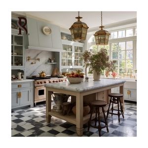 Armoires de cuisine intégrées personnalisées Rising avec îlot de cuisine en bois massif à <span class=keywords><strong>concept</strong></span> ouvert et design minimaliste - Product Image 2