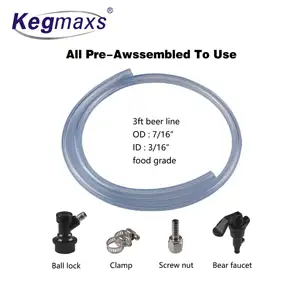 Kegmaxs 3/16 Ball Lock Line Assembly Plastic Tap With 1M Beer Line For Home Brewing Ball Lock Keg Corny Keg