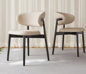 Chaise en bois de style nordique, simple et luxueuse, avec dossier confortable pour une assise prolongée, chaise en bois massif - Product Image 3