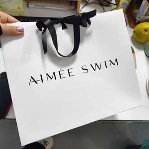 Custom Black UV Logo Printed <b>White</b> Paper <b>Bag</b> Clothing Packing Shopping <b>Bags</b> Boutique Gift <b>Bags</b> for <b>Small</b> Business - Product Image 3