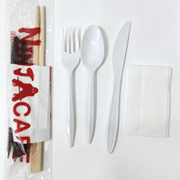 Ensemble de couverts jetables de luxe écologiques haut de gamme avec sac à fenêtre scellé sur 4 côtés, logo personnalisé pour restaurants et événements