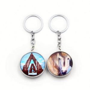 Customized Logo Color Printing Tourism Animal City Double Side Cabochon Keyring Round Transparent Glass Circle Keychain - Product Image 4