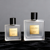Flacon de parfum en verre transparent givré carré de luxe personnalisé avec couvercle magnétique 30ml 50ml 100ml avec boîte d'emballage