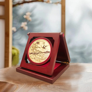 Caja de Exhibición para Monedas Conmemorativas, Madera Maciza MDF, Regalo Personalizado, Almacenamiento Artesanal, Cuadrada, 31mm - Product Image 4