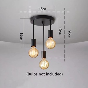 Suspension LED style américain à 5 têtes, tube droit, taille moyenne, économie d'énergie, télécommande, noir, spectre complet, pour salle à manger - Product Image 4