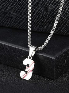 2024 personnalisé sport hip hop femmes hommes garçons breloques en acier inoxydable bijoux pendentif baseball numéro collier - Product Image 5