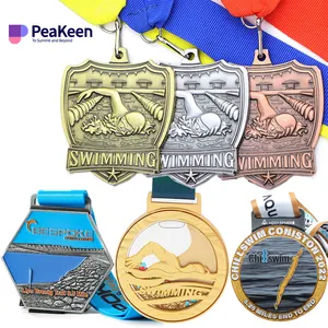 Wholesales Custom Metal Swim Swimming Sports Blank Metal Medalla De Metal Natacion Medals