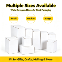 En stock, boîte en carton ondulé rectangulaire 3 plis, petite boîte blanche générale pour l'emballage de verres et de matériel