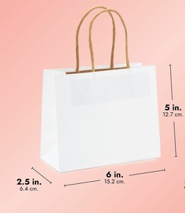 Mini bolsas <span class=keywords><strong>de</strong></span> regalo <span class=keywords><strong>de</strong></span> papel Kraft blanco con asas retorcidas, logotipo personalizado, flexografía reciclable impresa para manualidades <span class=keywords><strong>de</strong></span> fiesta <span class=keywords><strong>de</strong></span> cumpleaños <span class=keywords><strong>de</strong></span> Baby Shower - Product Image 3
