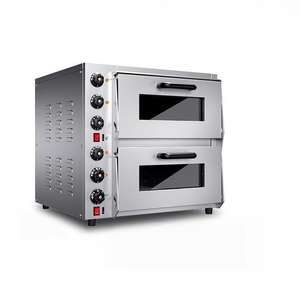 Four à pizza électrique commercial <span class=keywords><strong>Double</strong></span> pont 220V 4kW avec contrôle indépendant de la température, pierre de cordiérite et lumière LED - Product Image 1