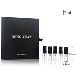 Di lusso Mini vetro campione di profumo 2ml rotondo bottiglie Spray vuote con scatola di carta nera - Product Image 5