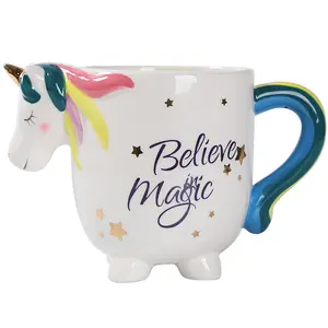 Cute Ceramic Unicorn Mug 3D Creative Art Coffee Mug Hand Painted Unicorn Ceramic Milk Tea Cup For Kids