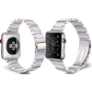 Bracelet de montre en céramique en acier inoxydable pour <span class=keywords><strong>Apple</strong></span> <span class=keywords><strong>Watch</strong></span> Band Series 7 6 <span class=keywords><strong>5</strong></span> 4 3 2 1iWatch 38 40 42 44mm Style croisé Bracelet de poignet - Product Image 6