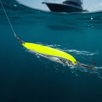 Cuillère de pêche à la traîne en acier inoxydable Heavy Metal Flutter avec hameçons, 8 et 9 pouces, pour la pêche au bar en eau salée