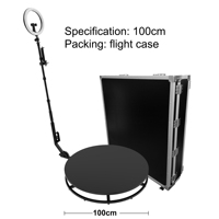 Photomaton 360° avec Flight Case, Anneau Lumineux, Télécommande, Caméra Rotative Automatique à 360°, Cabine Vidéo