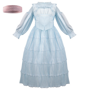 Vestido de Princesa para Niñas, Rosa y Azul, con Hombros Descubiertos, Vestido de Disfraz en Capas para Actuaciones Escénicas, Cosplay y Juego de Roles, con Tocado - Product Image 4
