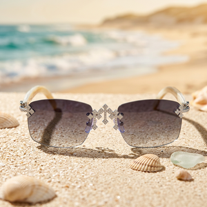 Gafas de Sol Rectangulares Sin Montura, Lentes con Gradiente Anti-Reflejante, Protección UV, Alta Calidad, Estilo Lujoso Unisex para Playa, Adultos - Product Image 1